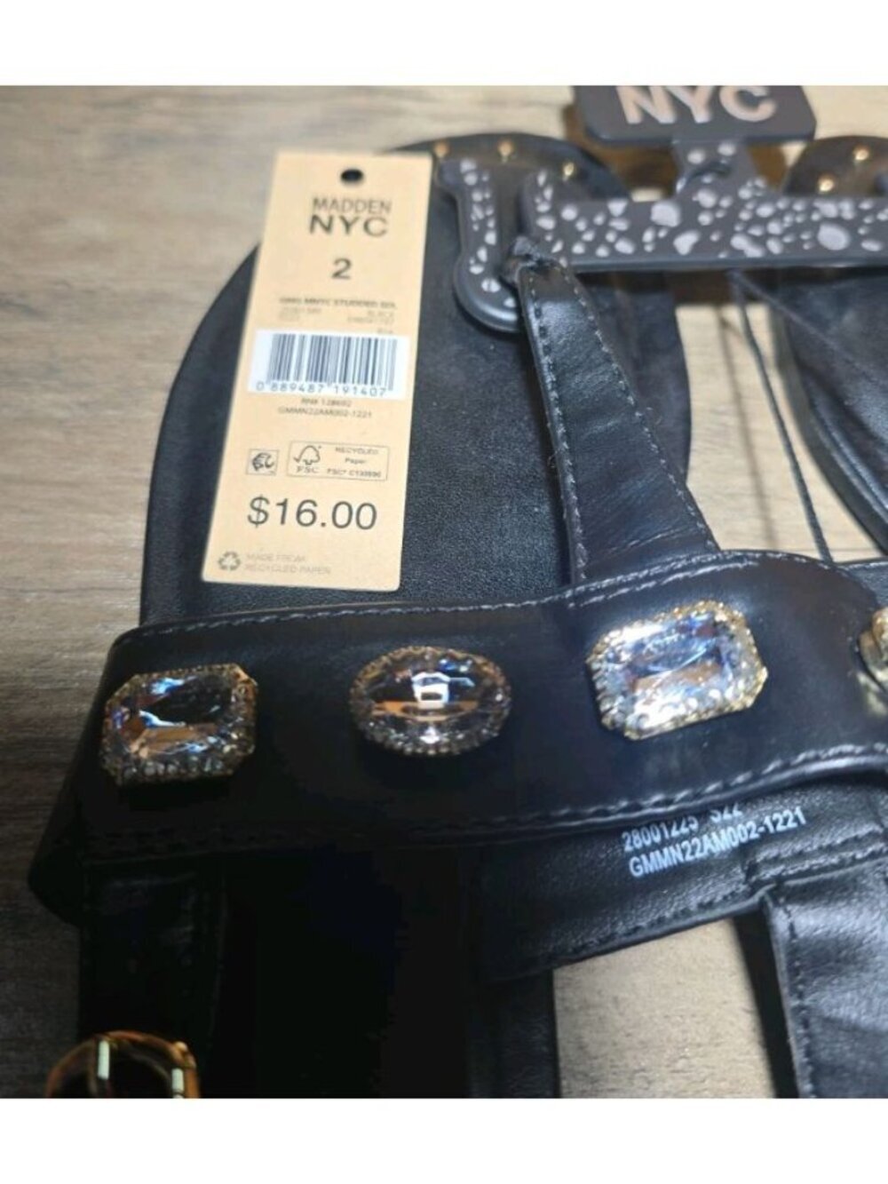 Madden NYC Girls Black Slip On Studded Sandal Size 2 - Picture 3 of 7